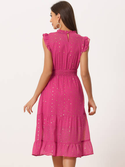 Allegra K- Women's Sleeveless Smocked Waist Chiffon Dress