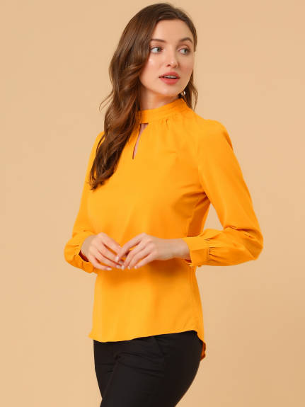 Allegra K- chemise d’affaires femme élégant Stand col automne manches longues Blouses