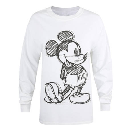 Disney - Womens/Ladies Mickey Mouse Sketch Long-Sleeved T-Shirt
