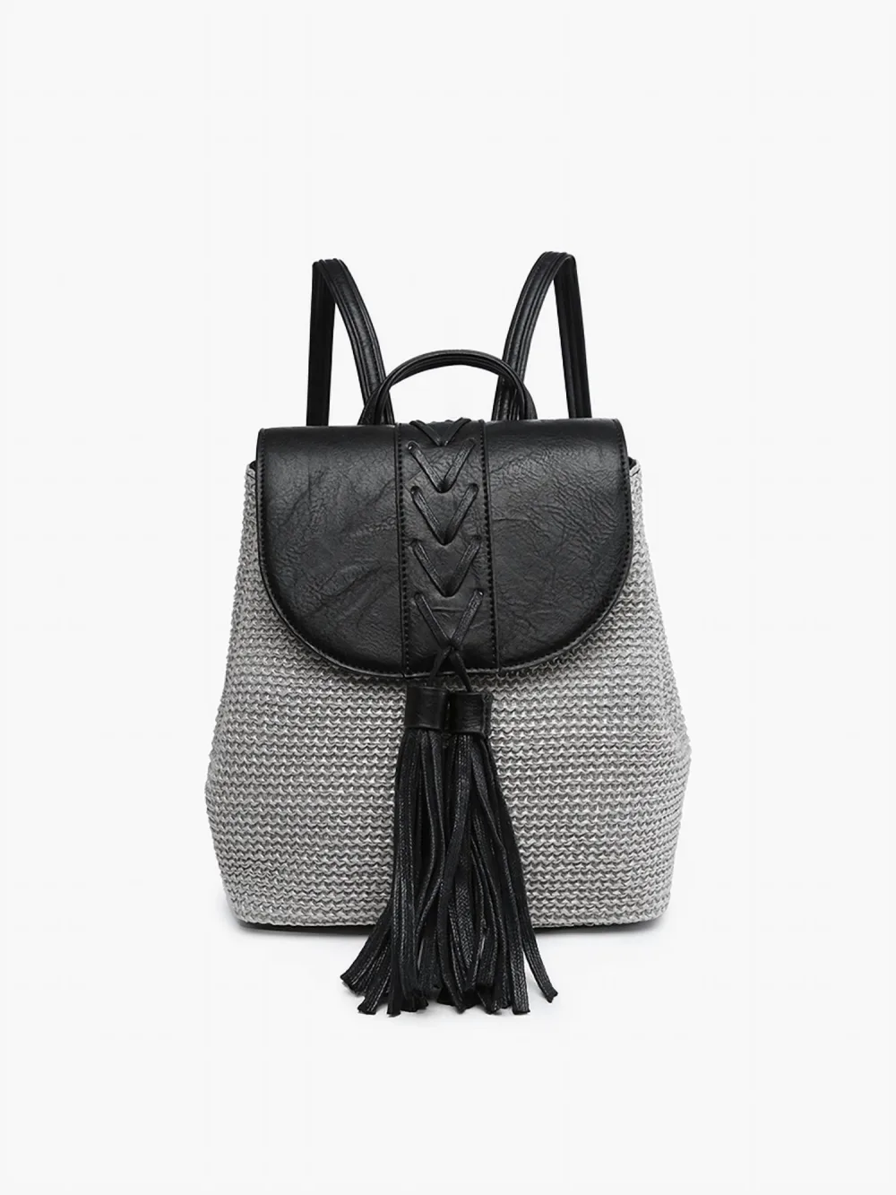 Jen & Co. - Women's Eleanora Straw Backpack W/ Vegan Leather Detail