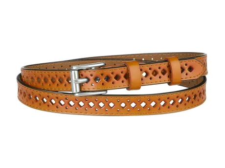 Allegra K- Skinny Faux Leather Hollow-out Thin Waist Belt