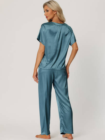 cheibear - Summer Satin Pajamas Sets