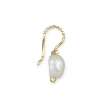 18K Goldtone Plated Sterling Silver Freshwater Pearl Hook Earrings- AG Sterling