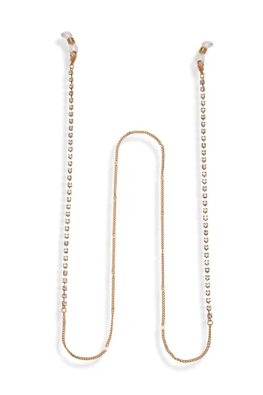 Goldtone & Clear Crystal Sunglasses Chain- Don't AsK