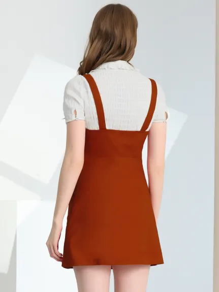 Allegra K- robe à bandoulière réglable boutonnée avec poches