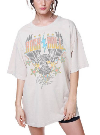 Tee-shirt graphique vintage oversize Rock and Roll