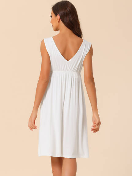 cheibear - V Neck Lace Trim Nightgowns