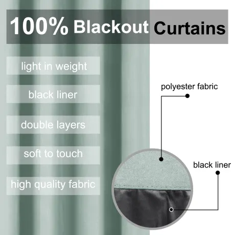 PiccoCasa- rideaux oeillets étanches 100% Blackout avec doublure noire, ensemble 2 panneaux 42 x 63 pouces