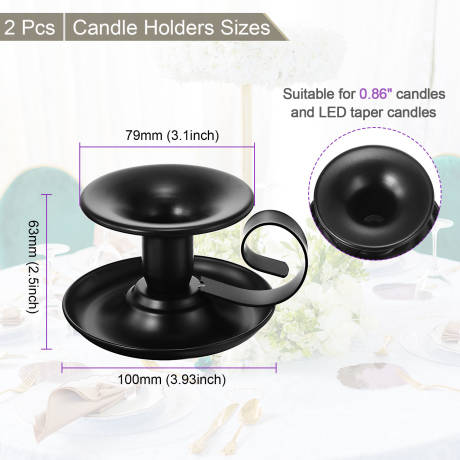 Cheibear- Vintage Style Iron Taper Candle Holder 2pcs