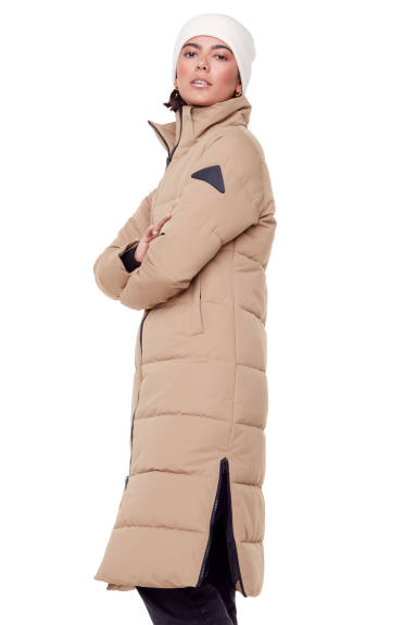 Alpine North - KLUANE | Parka longue femme recyclée duvet végan (veste résistante à l’eau, coupe-vent, isolante à capuche)