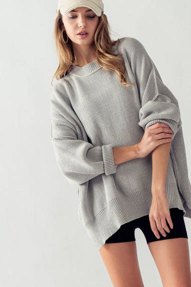 Evercado - Cozy Side Slit Oversized Sweater