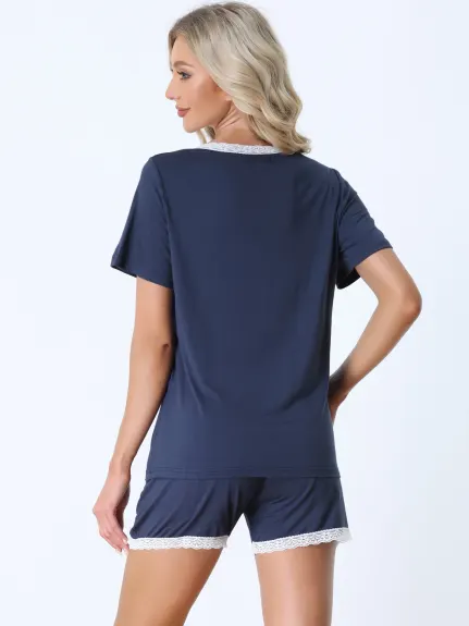 cheibear - Lounge Top and Shorts Summer Nightwear