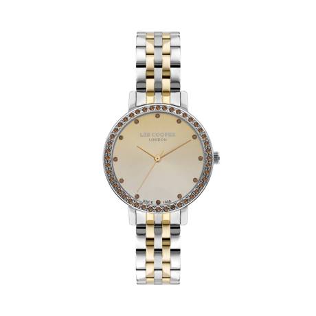 LEE COOPER-Women's Silver 34mm  watch w/Sil/Gold Dial