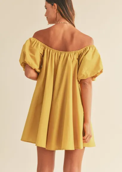 Evercado - Off Shoulder Puff Sleeve Mini Dress