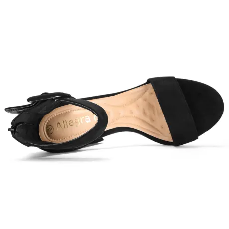 Allegra K - Block Heel Zipper Buckle Ankle Strap Sandals