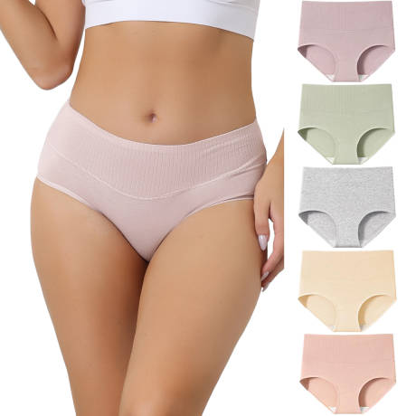 Allegra K- High-Waisted Cotton Stretchy Panties Set