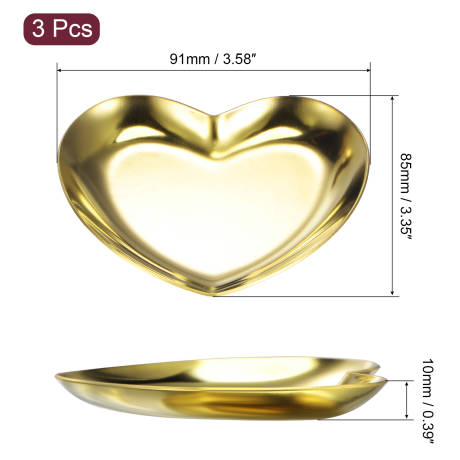 Cheibear- Stainless Steel Heart Plate Decor 3pcs