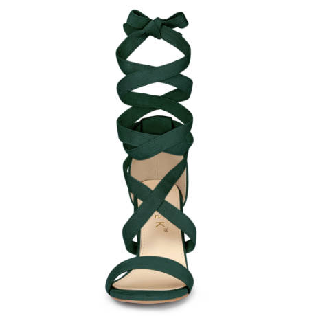 Allegra K - Mid Block Heels Lace up Sandals