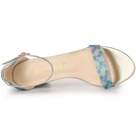 Allegra K - Chunky Heels Gradient Color Glitter Sandals