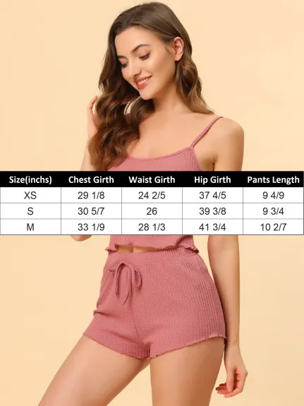 cheibear - Cami Top Shorts Knit Summer Lounge Set