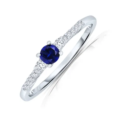 Genevive Sterling Silver White Gold Plating with Colored Cubic Zirconia Ring