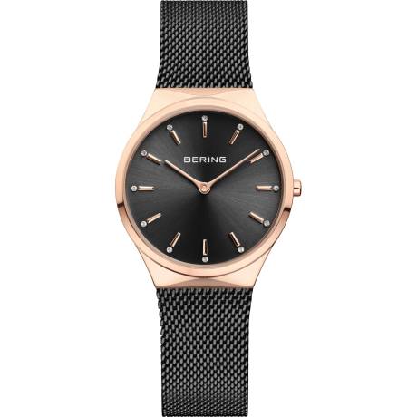 BERING - 31mm Ladies Classic Stainless Steel Watch In Rose Gold/Black