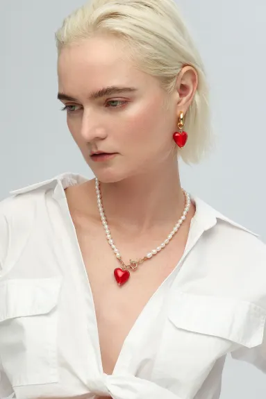 Classicharms-Esmée collier de perles avec pendentif en forme de coeur