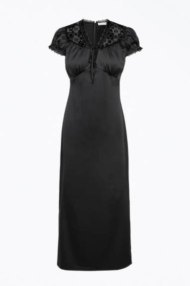 adelyn rae - Lace-Trimmed Satin Midi Dress