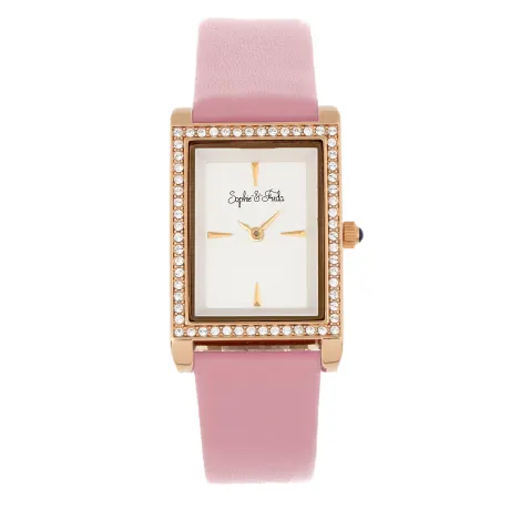 Sophie and Freda - Wilmington Leather-Band Watch w/Swarovski Crystals - Pink