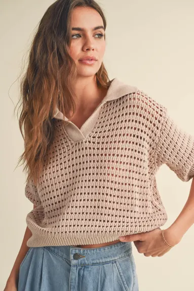 Evercado - Crochet Knitted Collared Top