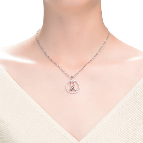 Rachel Glauber Two Tone Ribbon in Open Circle Pendant Necklace