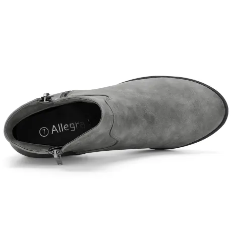 Allegra K - Round Toe Chunky Heel Zipper Ankle Boots