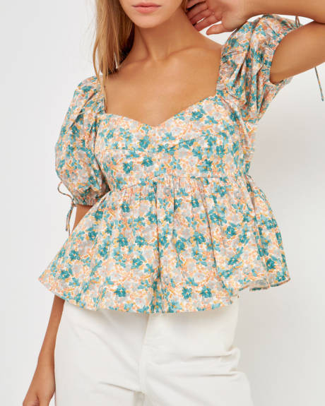English Factory- Floral Puff Sleeve Top