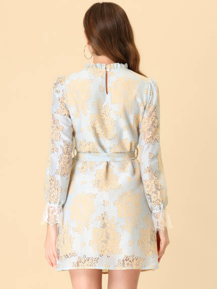 Allegra K- Women's Elegant Ruffle Floral Lace Dress