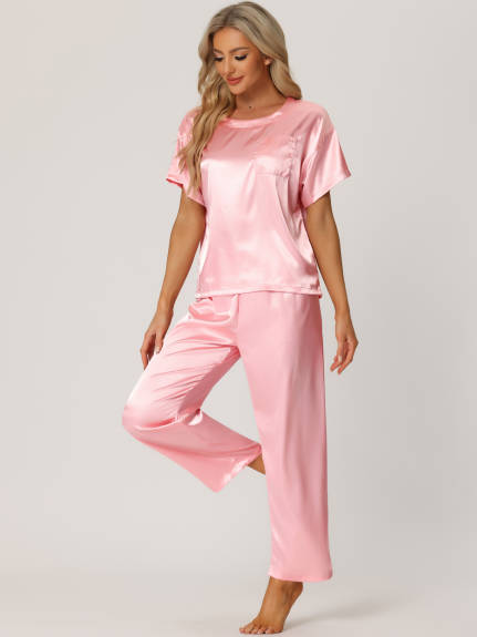cheibear - Summer Satin Pajamas Sets