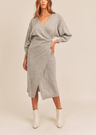 Evercado - Knit Sweater Wrap Dress & Cardigan