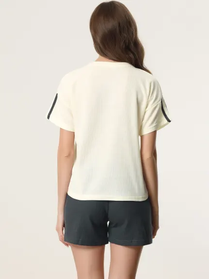 cheibear - Short Sleeve Cute Print Pajama Set