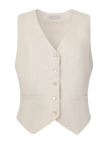 Hobemty- Linen Vest Sleeveless Button Down Waistcoat