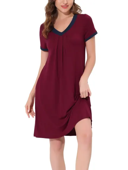cheibear - Summer V-Neck with Pockets Lounge Nightgown