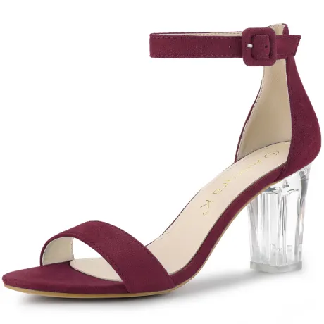 Allegra K - Ankle Strap Chunky Clear Heel Sandals