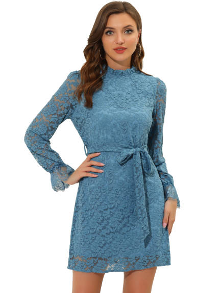 Allegra K- robe élégante en dentelle florale volants pour femmes