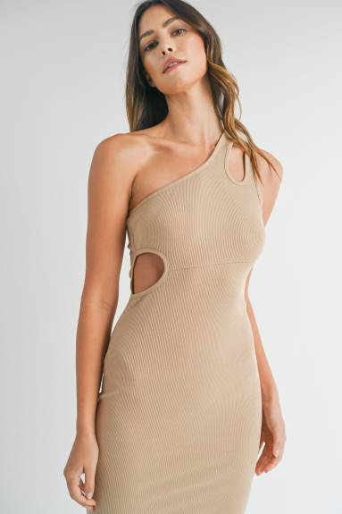 Evercado - One Shoulder Cut Out Maxi Dress