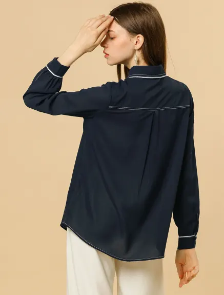 Allegra K- Long Sleeve Pockets Shirt