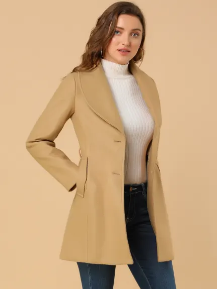 Allegra K - Trench-coat ceinturé à simple boutonnage et col rabattu