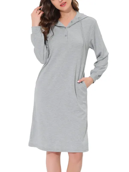 cheibear - Chemise de nuit à capuche avec poches