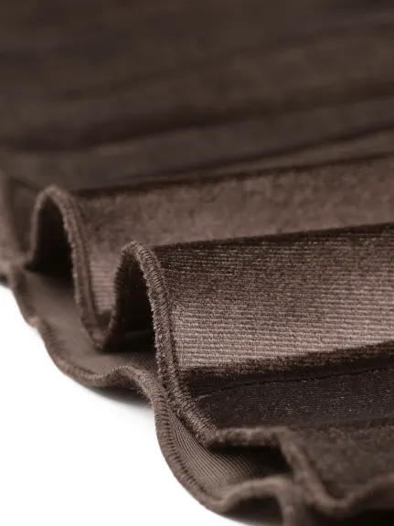 Allegra K- Jupe mi-longue plissée en velours à taille élastique pour l'hiver