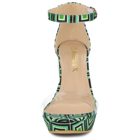 Allegra K- sandales à talon Chunky imprimé transparent pour femmes