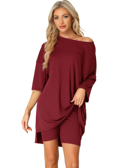 cheibear - Oversized T-Shirt with Shorts Lounge Sets