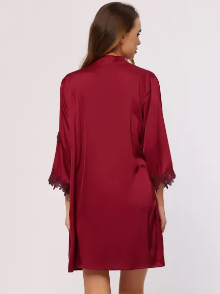 Cheibear- 2pcs Satin Cami Nightdress with Robe Set