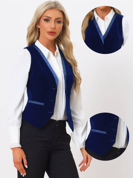 Allegra K- Women's Velvet Waistcoat Racerback Vest